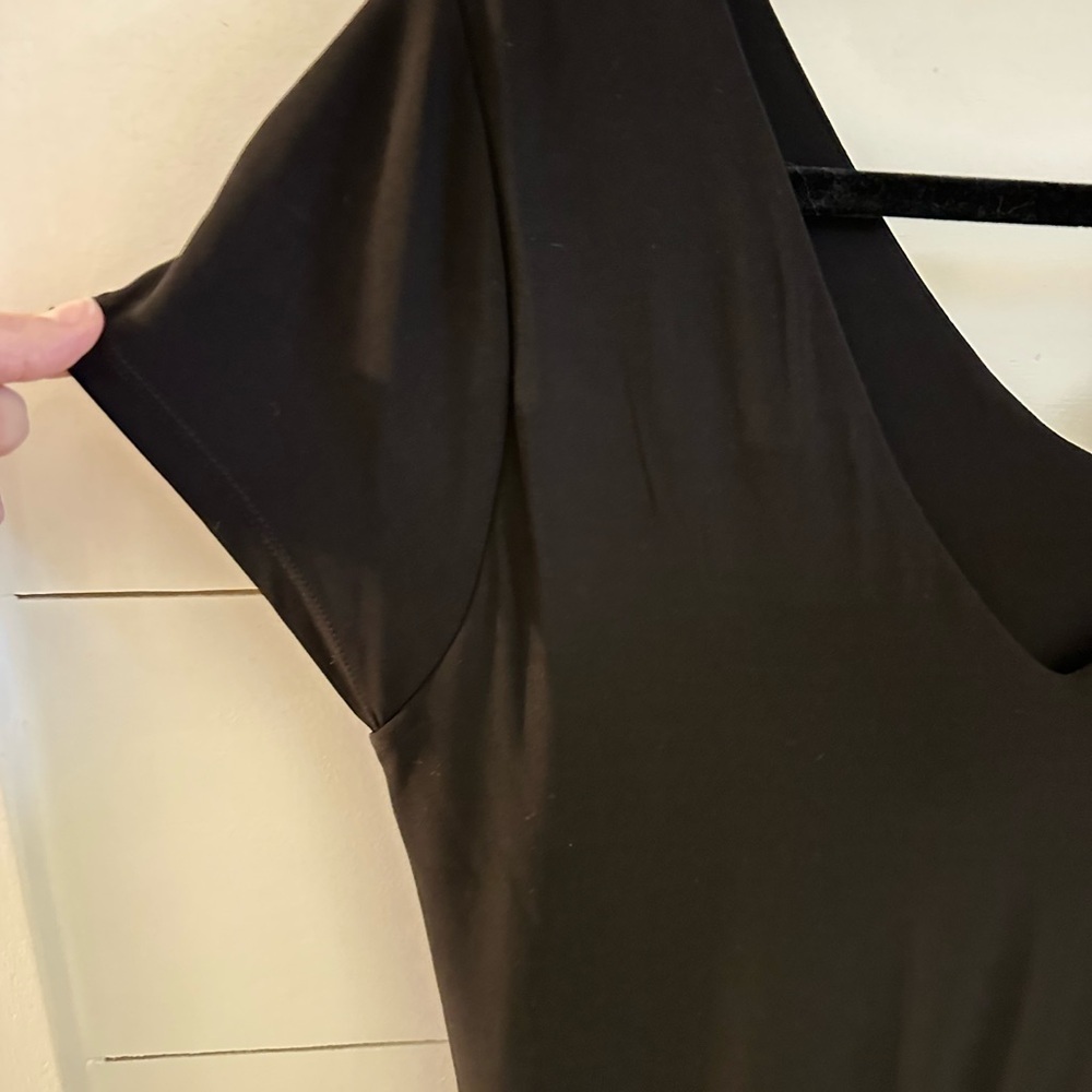 RALPH LAUREN L Black Stretch midi length woman evening dress minimalist LBD - Picture 5 of 13